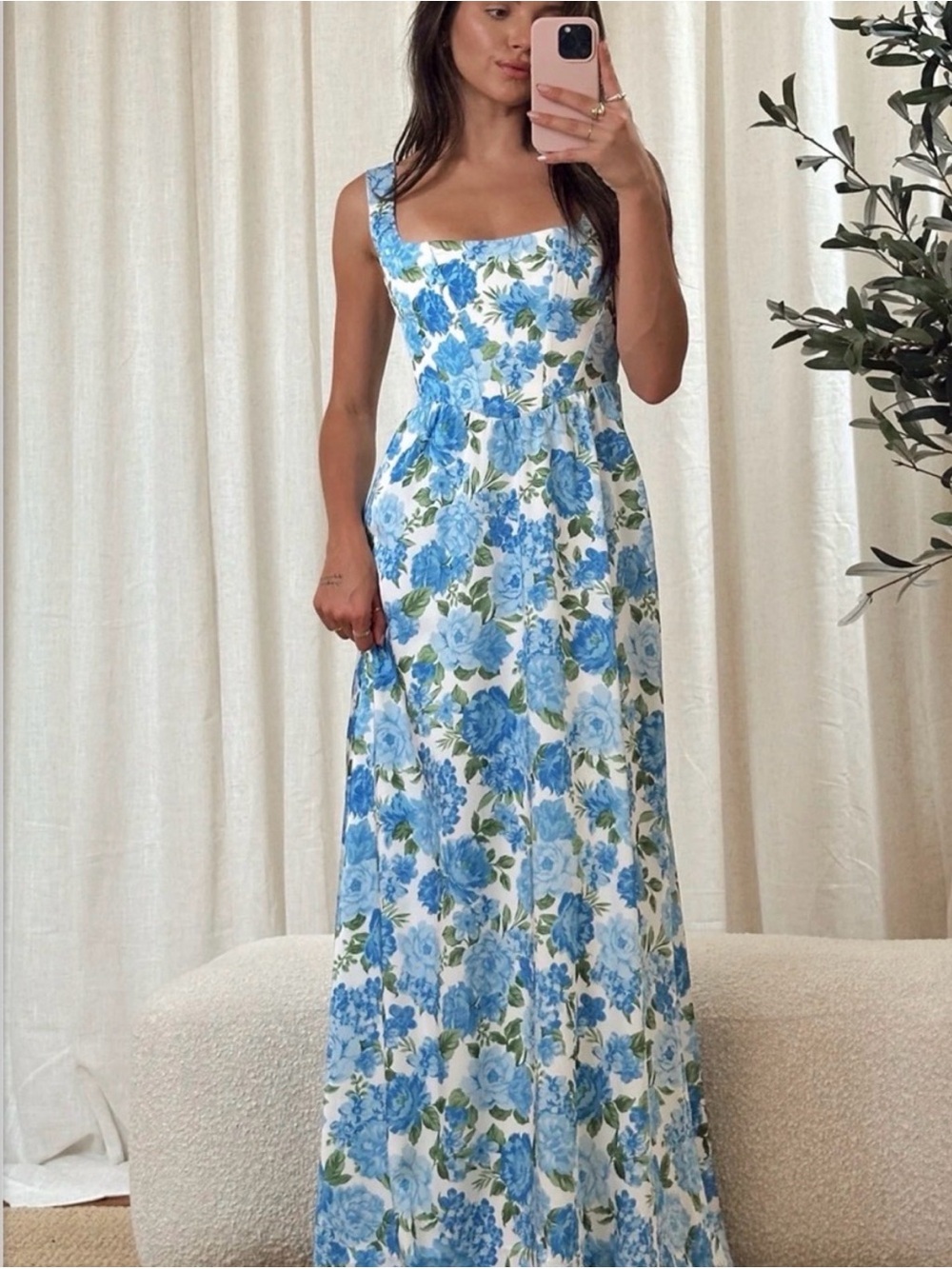 Show Me Your MuMu Blue and White Floral Maxi Dress